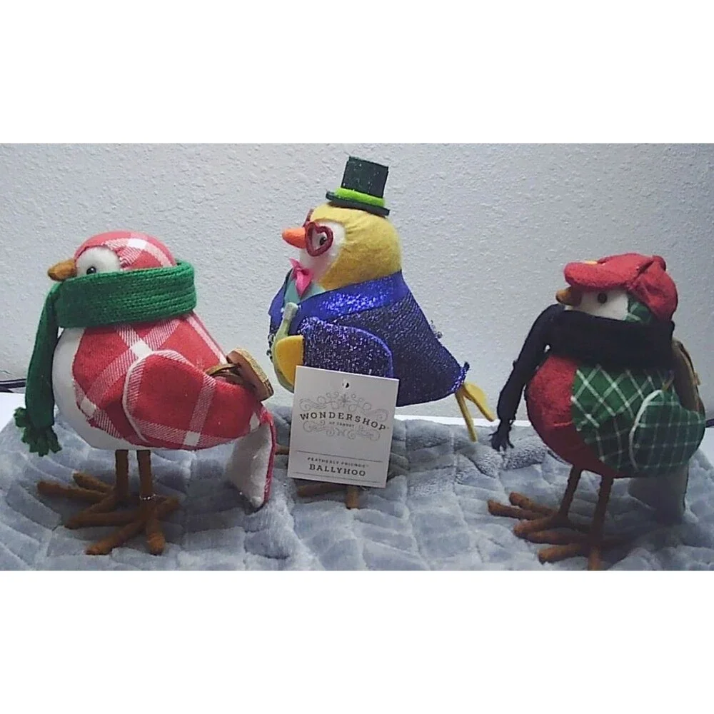 Lot of 3 Target Wondershop Holiday Birds Christmas and New Years 6-7